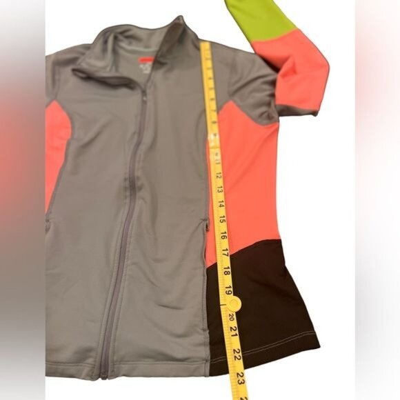 Spanx Women’s Jacket Size Large Mod Bod Zip Up Gray Colorblock Athleisure Gym - Picture 7 of 11